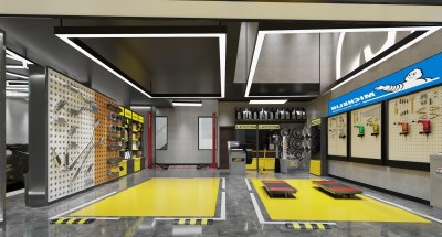 现代汽修店3D模型下载